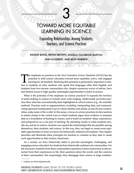 FREE Chapter: Toward More Equitable Learning in Science – Science for All